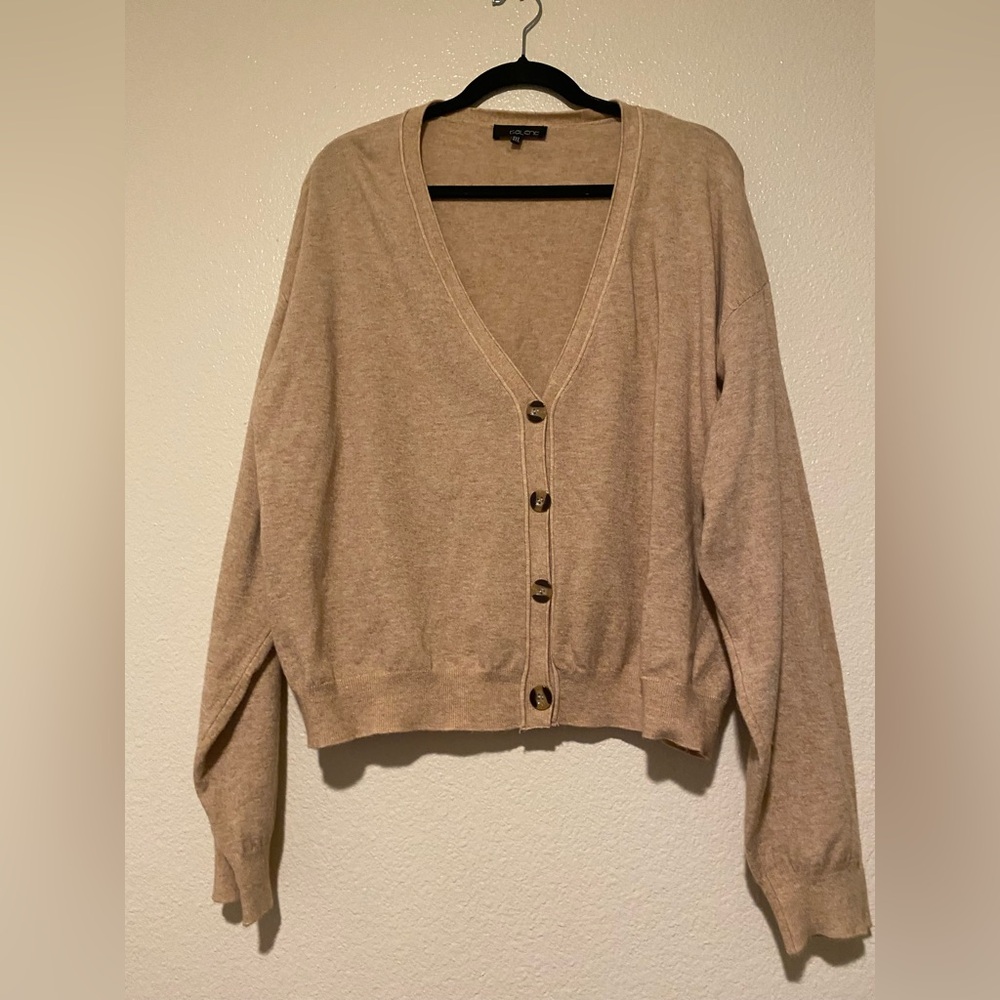 TALENT Beige Button-Up Women's Cardigan Size 3XL